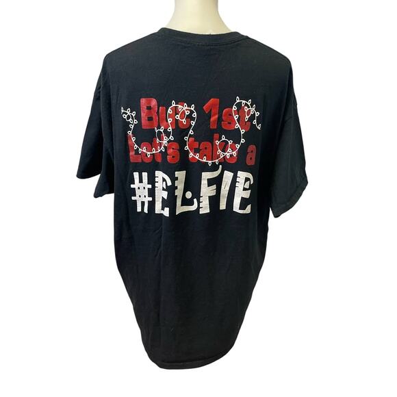 Lets Get Elfed Up Mens XL Christmas #Elfie Short Sleeve 100% Cotton Tee Shirt - Picture 3 of 6
